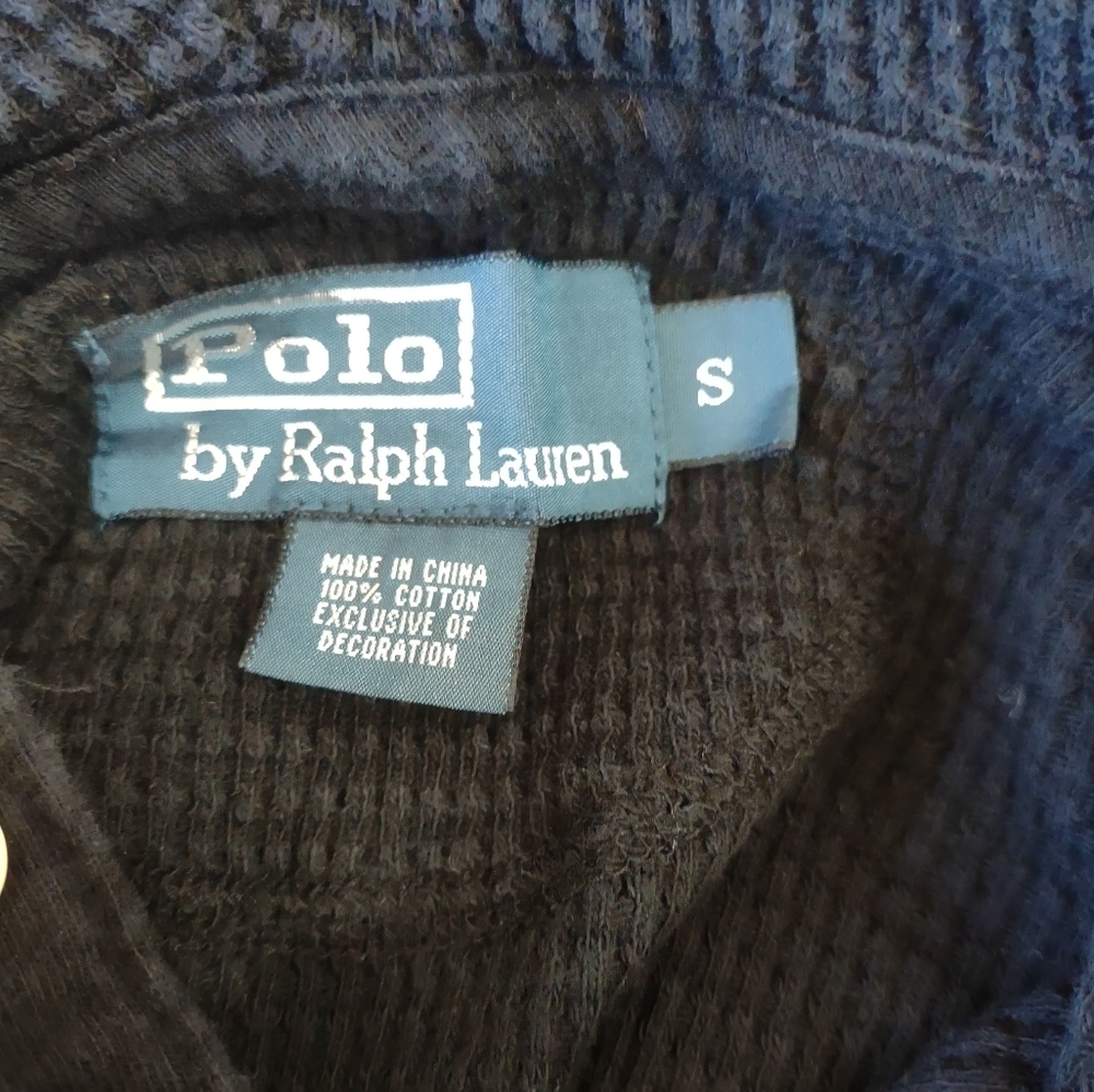 Men's POLO Ralph Lauren Black Hooded Thermal Shirt sz Small - Picture 3 of 3